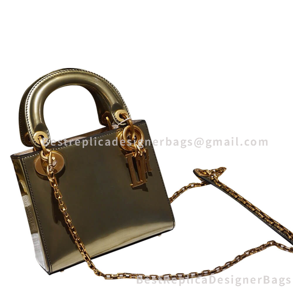Dior Mini Dior Patent Calfskin Bag Gold GHW
